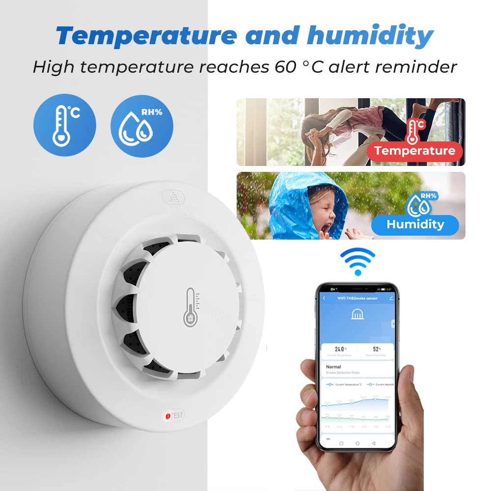 Tuya Wifi BT Two Connection Sm - Smoke Detector Interconnected recension och pris