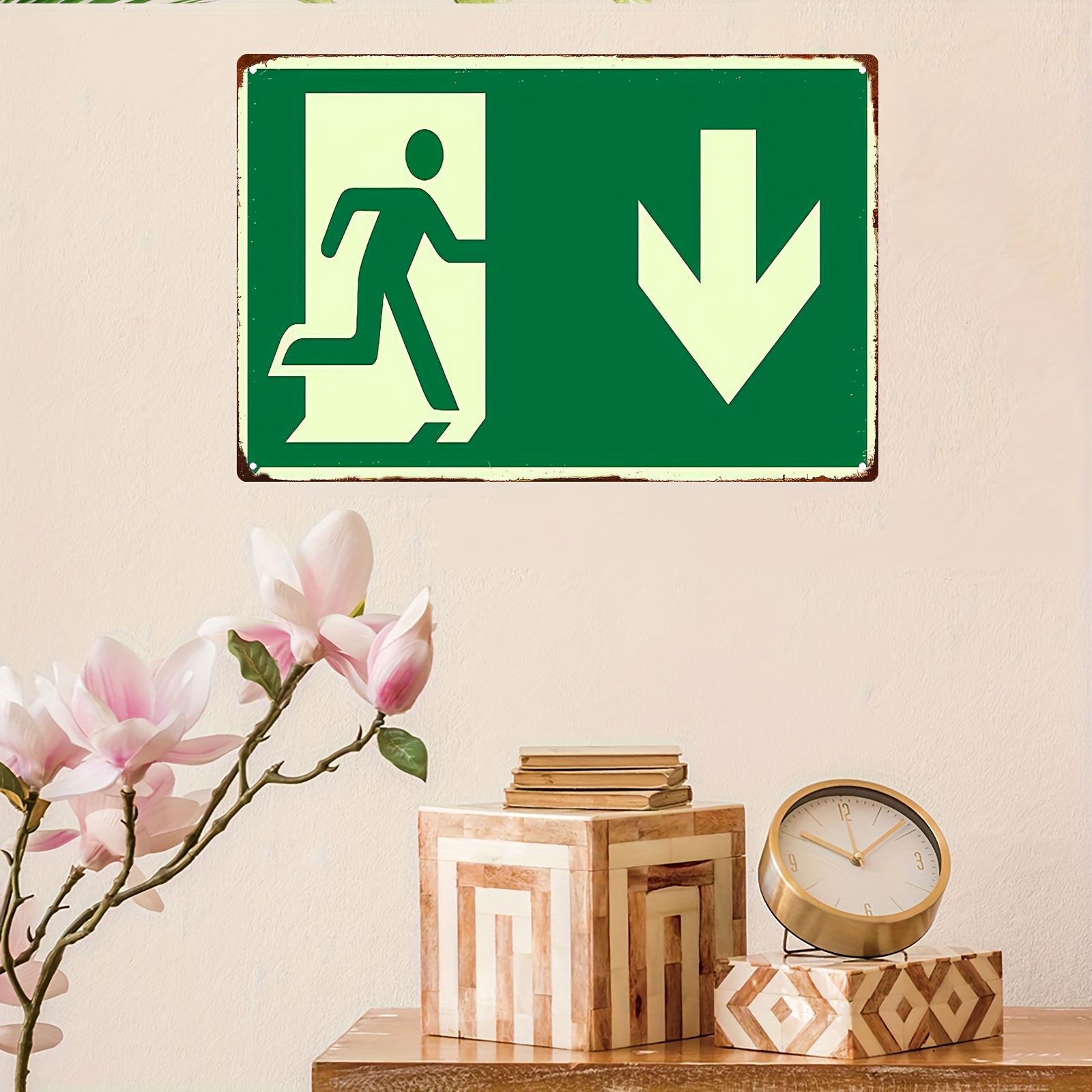 2D Vintage Metal Iron Sign | P - Emergency Exit Sign recension och pris
