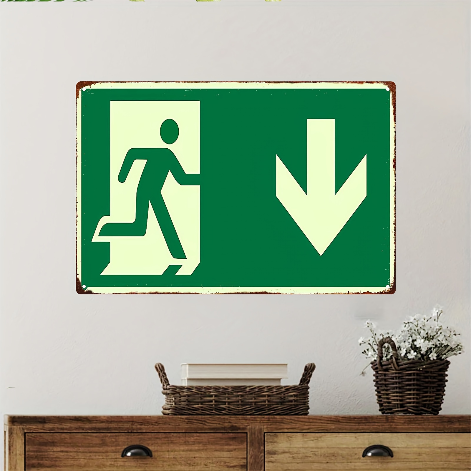 2D Vintage Metal Iron Sign | P - Emergency Exit Sign recension och pris
