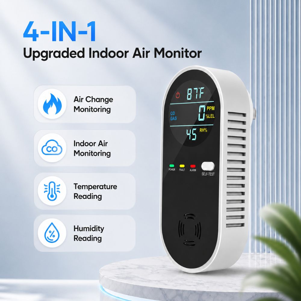 4 in 1 LED Display Gas Detecto - Co Detector Plug recension och pris