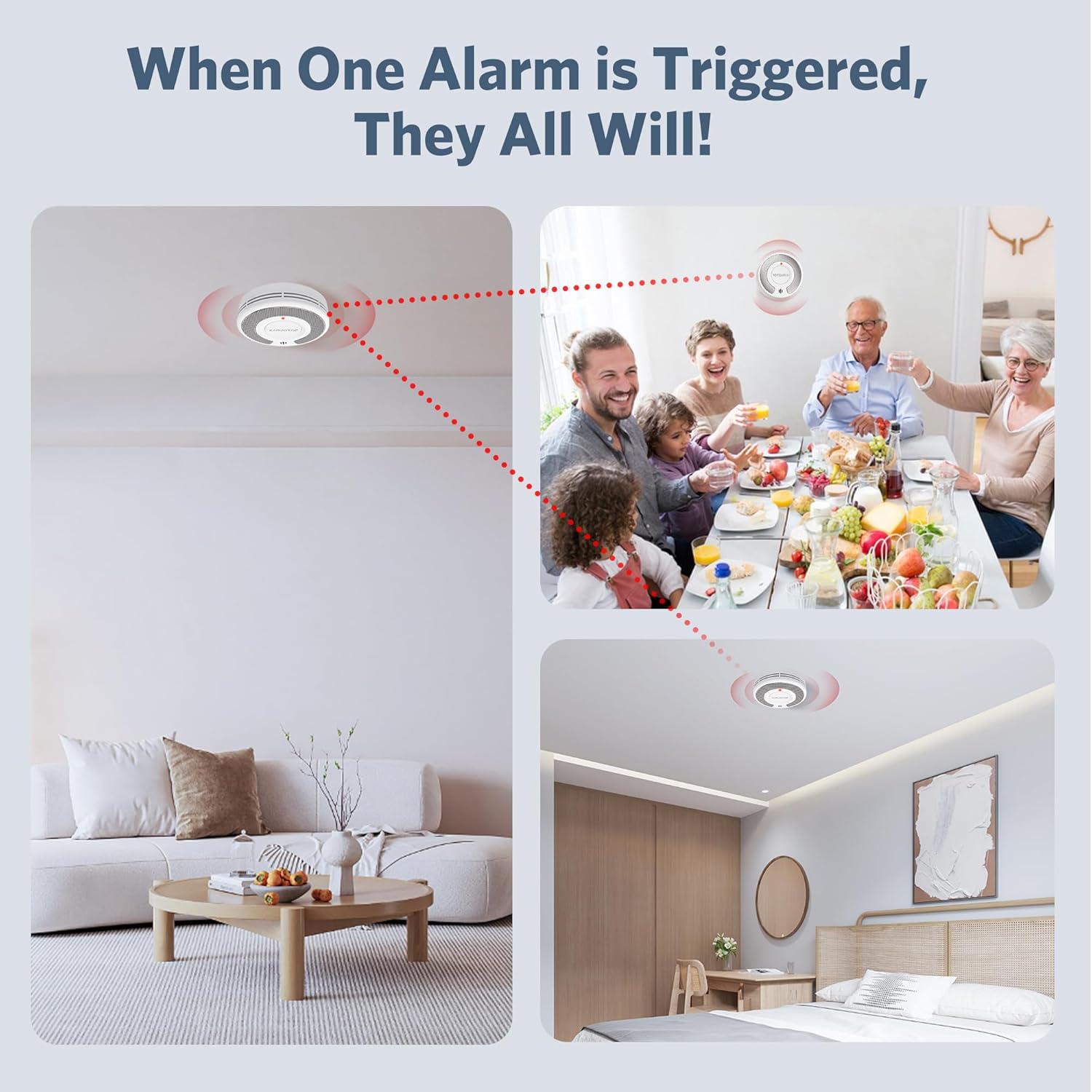 Wireless Interlinked(433MHz)+T - Smoke Detector Interconnected recension och pris
