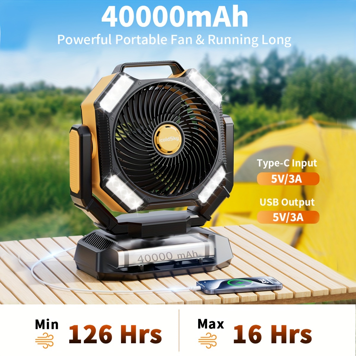 coldSky  Camping Fan, Battery  - Power Outage Light recension och pris