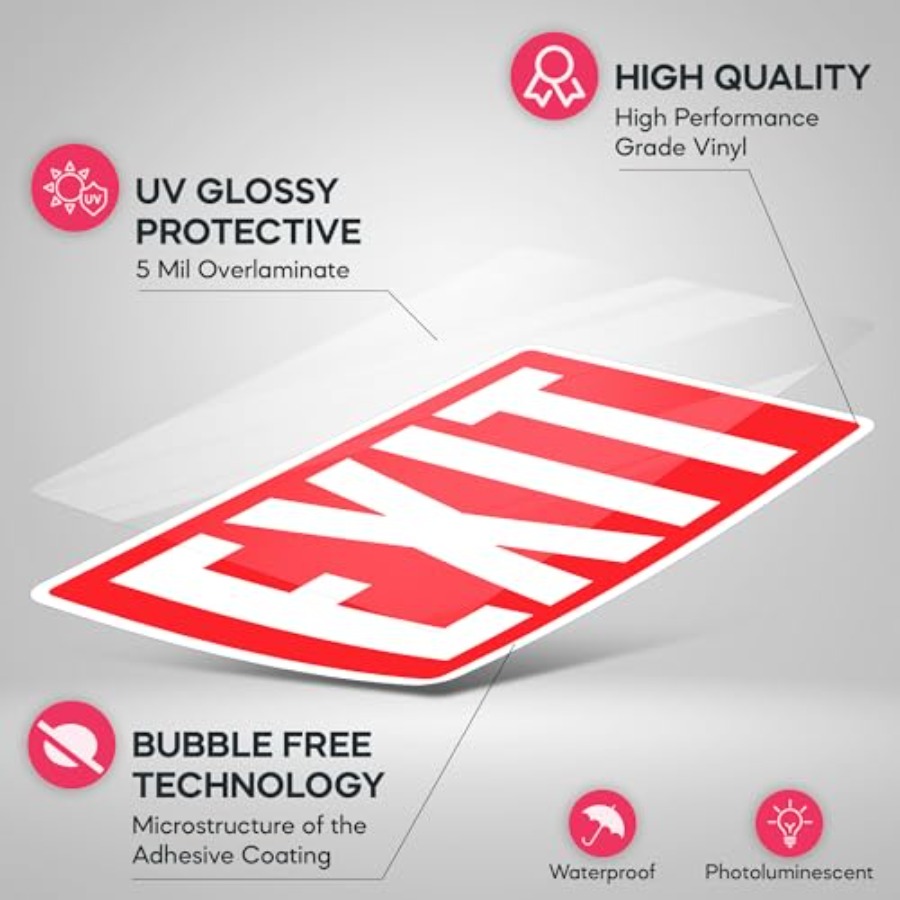 Exit Sign Stickers, Glow in th - Emergency Exit Sign recension och pris